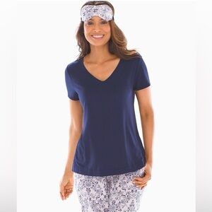 Soma, Cool Nights V-Neck Short Sleeve Pajama Set With Eyemask